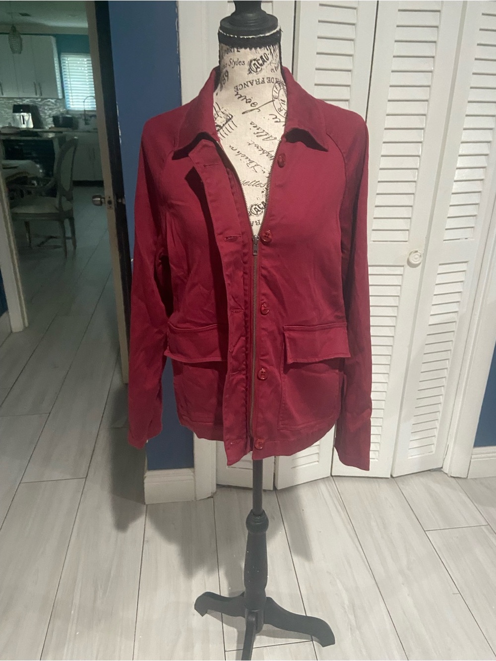 Liverpool Women's Burgundy Button-Front Utility Jacket